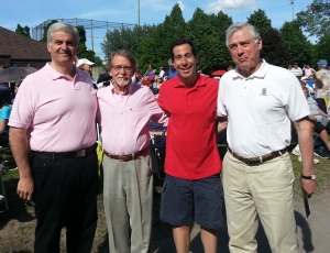 Mayors Beny Masela (Montreal West), Bill Steinberg (Hampstead), Anthony Housefather (Cote Saint-Luc, Peter Trent (Westmount)